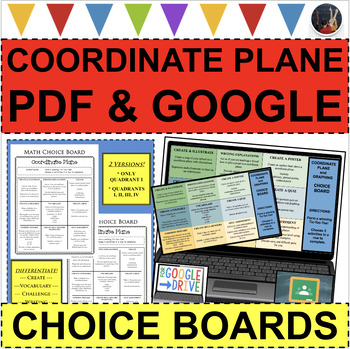 Preview of Coordinate Plane CHOICE BOARD Grid Differentiated Center (PDF & GOOGLE SLIDES)