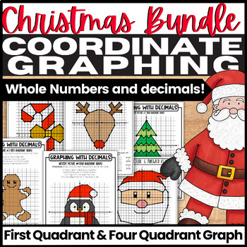 Preview of Coordinate Plane Christmas Pictures BUNDLE, 10 Pictures, Numbers & Decimals