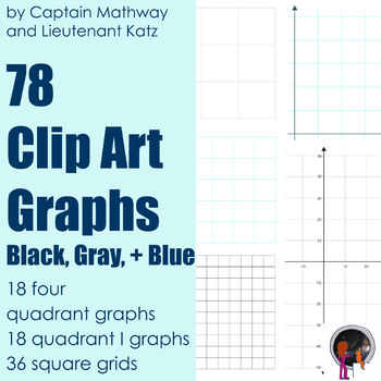Preview of Coordinate Plane, Graph, Grid Clipart (Black, Gray, + Blue)