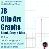Coordinate Plane, Graph, Grid Clipart (Black, Gray, + Blue)