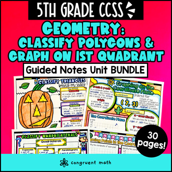 Preview of Coordinate Plane Graphing & Classify 2D Figures Guided Notes Geometry Unit