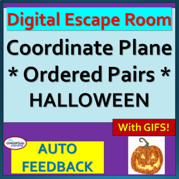 Preview of Coordinate Plane - Graphing Ordered Pairs HALLOWEEN Digital Escape Room Activity