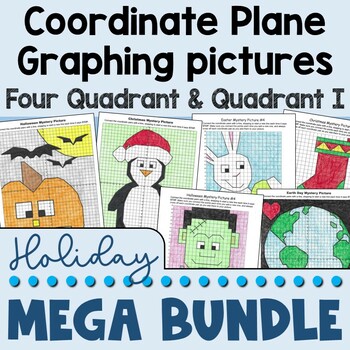 Preview of Coordinate Plane Graphing Pictures MEGA BUNDLE Four Quadrant and Quadrant I