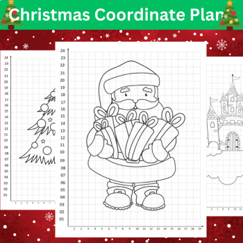 Preview of Coordinate Plane Graphing Pictures w/ Christmas Math Activities