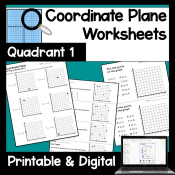 Preview of Coordinate Plane Quadrant One Worksheets