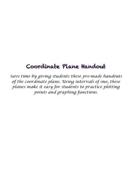 Preview of Coordinate Plane Handout