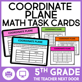5th Grade Coordinate Plane Task Cards | Coordinate Plane Center | TpT