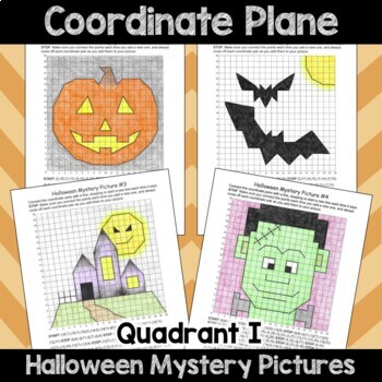 Preview of Halloween Coordinate Plane Mystery Pictures in Quadrant I