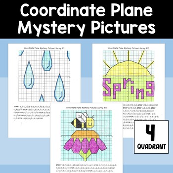 Preview of Spring Coordinate Plane Mystery Pictures in all Four Quadrants