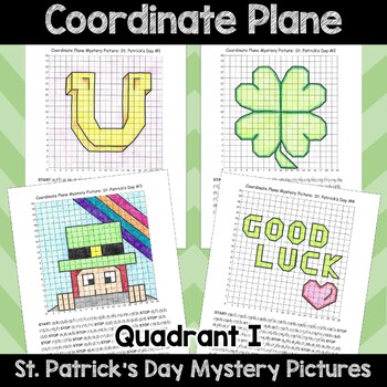 Preview of St. Patrick's Day Coordinate Plane Mystery Pictures Quadrant I Math
