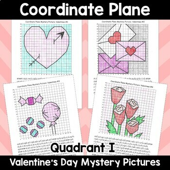 Preview of Valentine's Day Coordinate Plane Mystery Graphing Pictures in Quadrant I