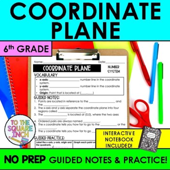 Preview of Coordinate Plane Notes & Practice | Guided Notes | + Interactive Notebook Pages