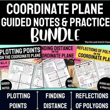 Preview of Coordinate Plane Notes and Practice Worksheets Bundle EDITABLE