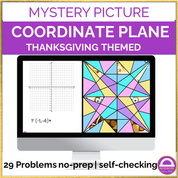 Preview of Coordinate Plane Ordered Pairs | Mystery Picture Thanksgiving Math Activity