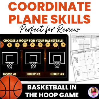 Preview of Coordinate Plane Ordered Pairs for 6th Grade Math Skills Review Basketball Game