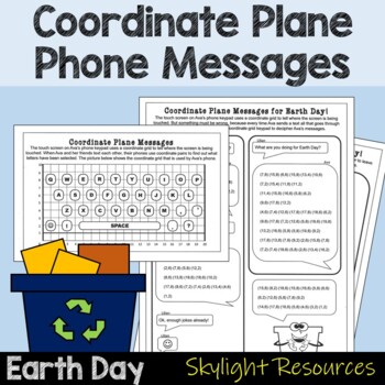 Preview of Coordinate Plane Phone Messages for Earth Day - Coordinate Graphing Practice