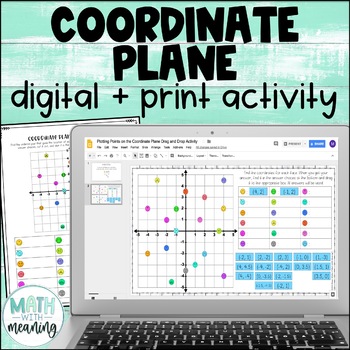 Preview of Coordinate Plane Activity - Digital and Print - Plotting Points 4 Quadrants