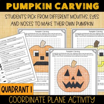 Preview of Coordinate Plane Pumpkin Carving Math Activity in Quadrant I