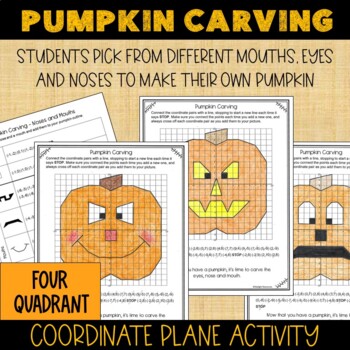 Preview of Coordinate Plane Pumpkin Carving Graphing Picture Activity in Four Quadrants