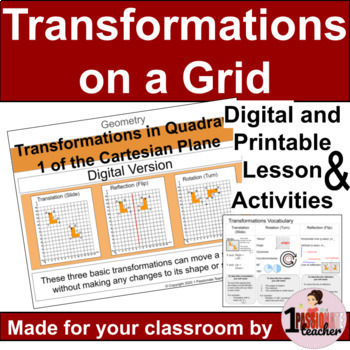 Preview of Coordinate Plane Transformations | 1st Quadrant | Digital and Printable