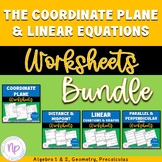 Coordinate Plane and Linear Equations WORKSHEETS | BUNDLE