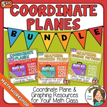 Preview of Coordinate Planes - Bundle of Math Kits - Vocabulary, Games, Worksheets, Tests