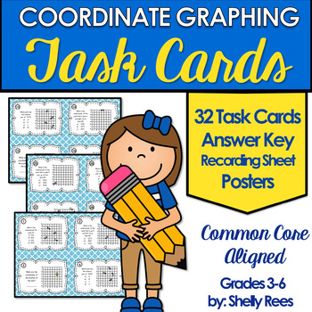 Preview of Coordinate Points on a Graph Task Cards and Posters Set