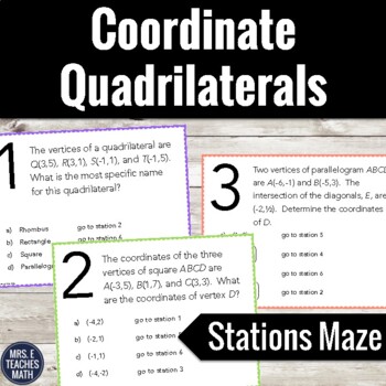 Coordinate Quadrilaterals Stations Maze Activity by Mrs E Teaches Math