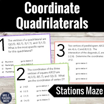 Preview of Coordinate Quadrilaterals Activity: Coordinate Geometry