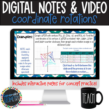 Preview of Coordinate Rotations Geometry Digital Guided Notes and Video