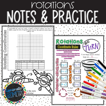 Preview of Coordinate Rotations Guided Notes and Practice Worksheet