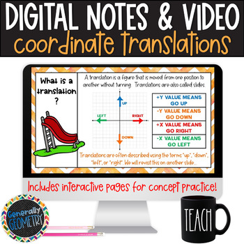 Preview of Coordinate Translations Geometry Digital Guided Notes and Video
