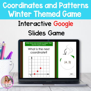 Preview of Coordinate and Patterns Game on Google Slides | Winter Themed