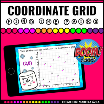 Preview of Coordinate Grid Ordered Pairs Boom Cards™ Distance Learning