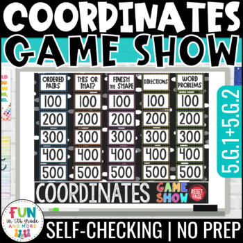 Preview of Coordinates Game Show 5th Grade Math Test Prep Review Game | 5.G.1 5.G.2