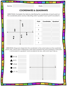 Preview of Coordinates & Quadrants Practice (Digital & Printable) - Answer Key Included