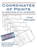 Coordinates of Points - 6 versions with answers
