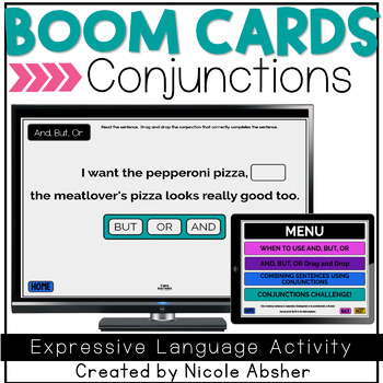 Preview of Coordinating Conjunctions BOOM™ Cards for Speech Therapy