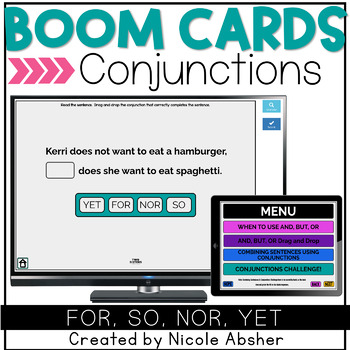 Preview of Coordinating Conjunctions  BOOM™ Cards for Speech Therapy