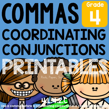 Preview of Coordinating Conjunctions & Commas L.4.2.C Worksheets Distance Learning