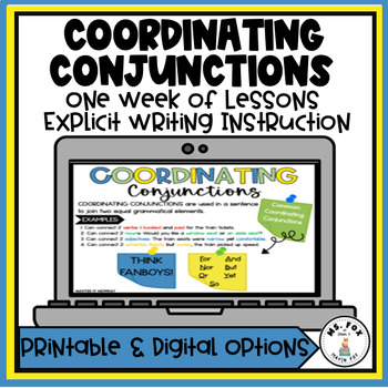 Preview of Coordinating Conjunctions Escape Room & Sentence Level Grammar Writing Activity