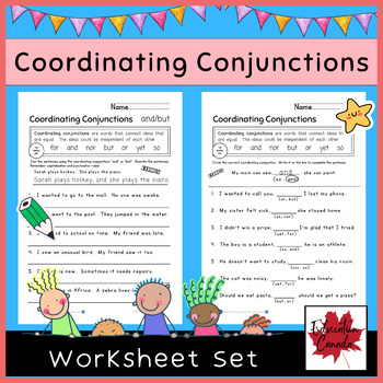 Preview of Coordinating Conjunctions (FANBOYS) Free Worksheet Set