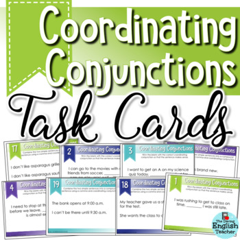 Preview of Coordinating Conjunctions Task Cards for Secondary ELA (80 Task Cards)