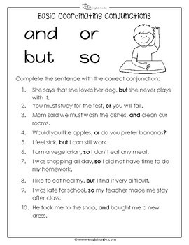 Coordinating Conjunctions Worksheet by English Unite Resources  TpT