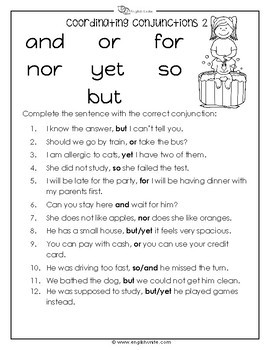 Coordinating Conjunctions Worksheet by English Unite Resources | TpT