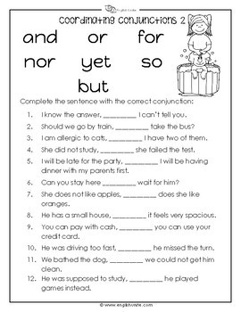 coordinating conjunctions worksheet by english unite
