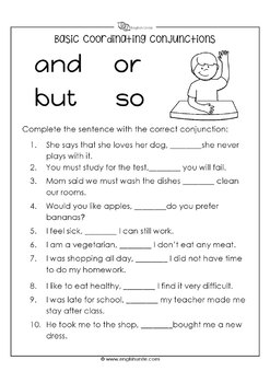 coordinating conjunctions worksheet by english unite resources tpt