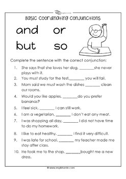 Preview of Coordinating Conjunctions Worksheet
