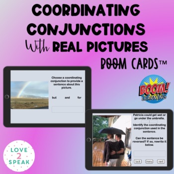Preview of Coordinating Conjunctions with Real Pictures Boom Cards ™