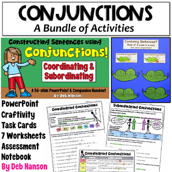 Preview of Coordinating & Subordinating Conjunctions Bundle: Combining Sentences Worksheets